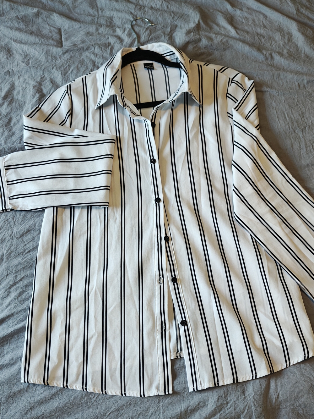 Classic White Shirt with Black Stripes